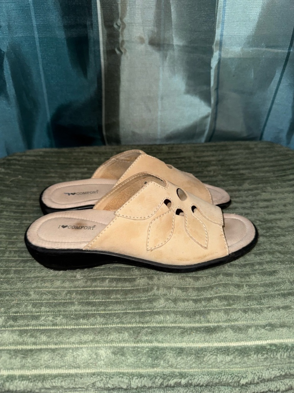 I Love Comfort Tan Slip-On Cutout Mules